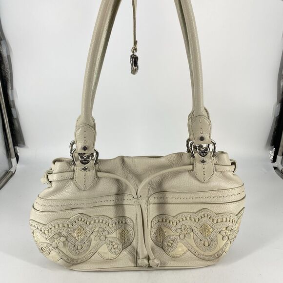 Brighton Lolita Ivory Leather 3D Lace Shoulder Bag